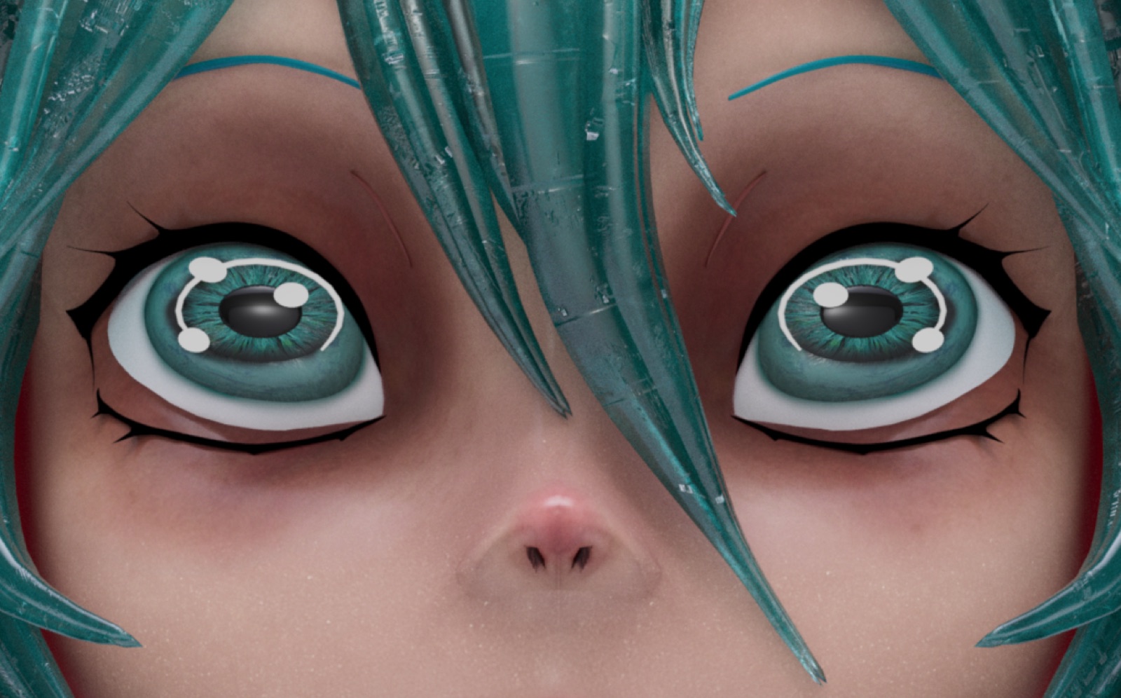 キャラクターのルック開発に使用した初音ミクの瞳と色のリファレンス。